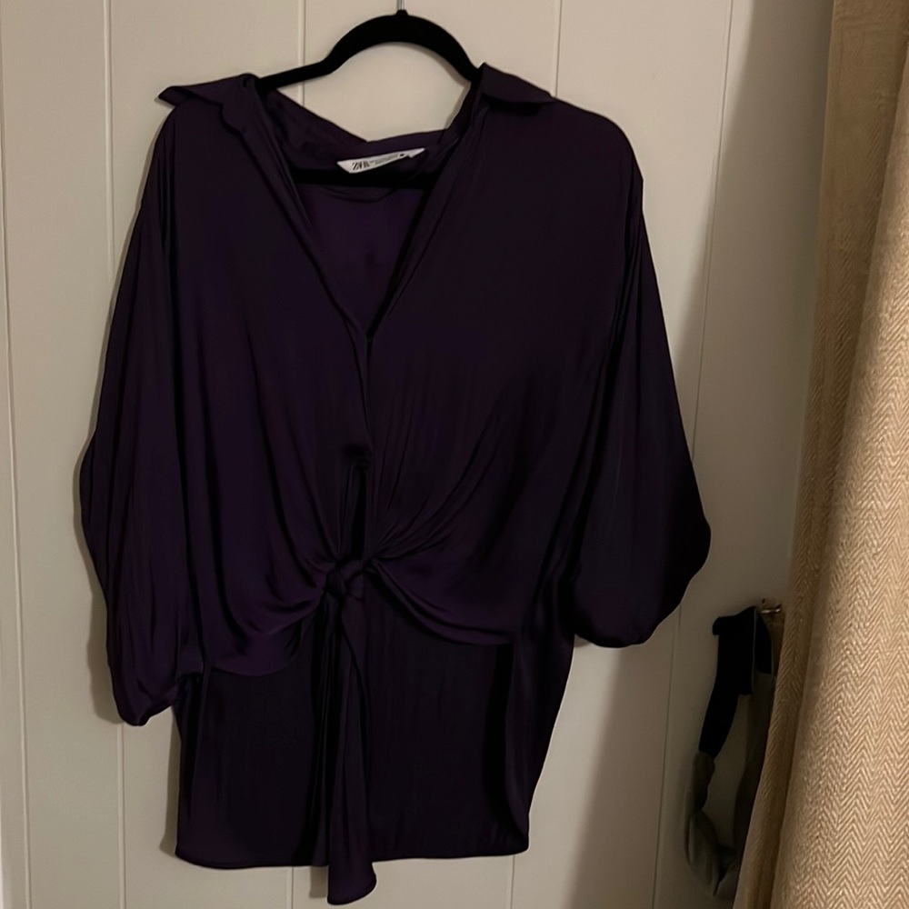 Purple zara collared top